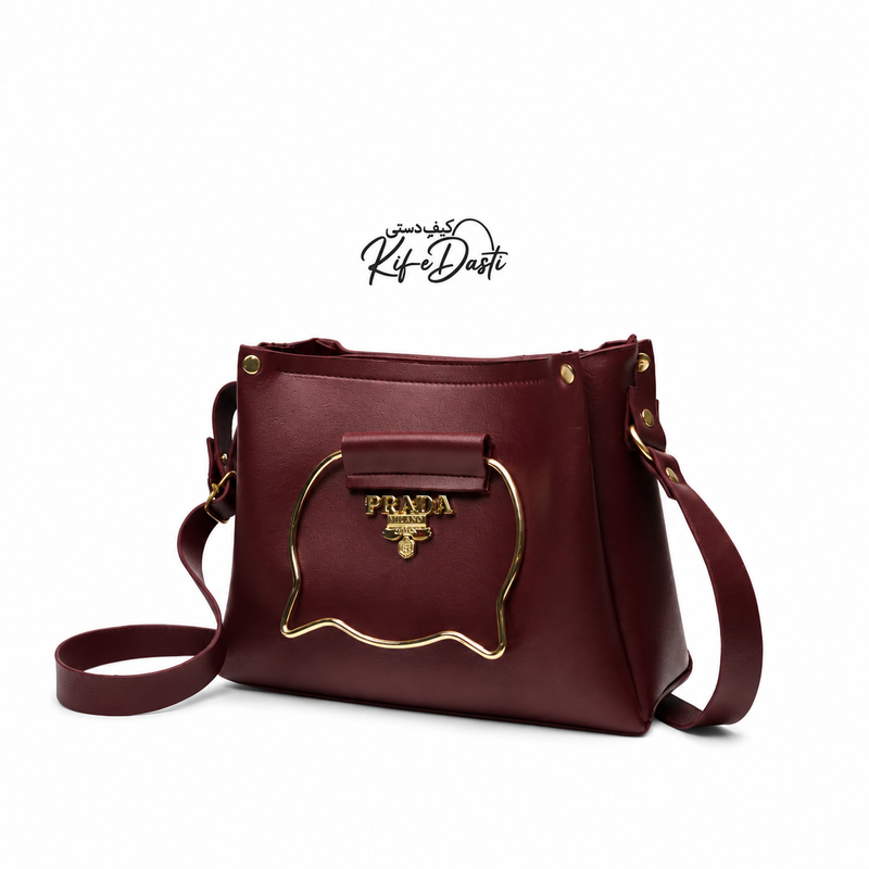 Maroon Cat Handle Handbag for Girls & Ladies Adjustable Strap