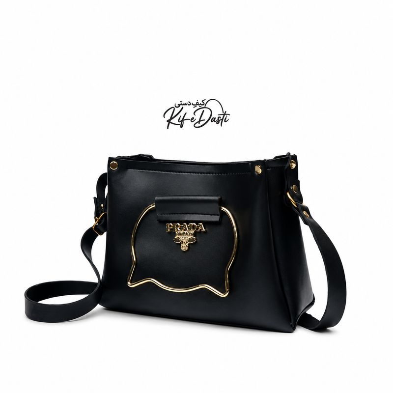 Black Cat Handle Handbag for Girls & Ladies Adjustable Strap