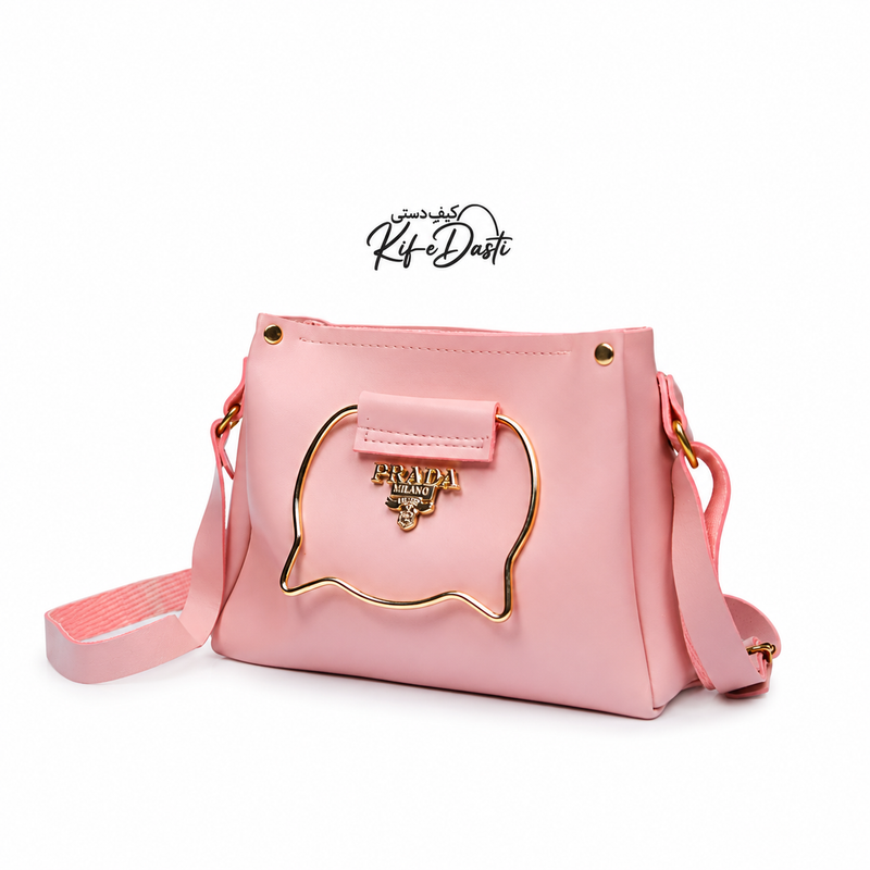Pink Cat Handle Handbag for Girls & Ladies Adjustable Strap