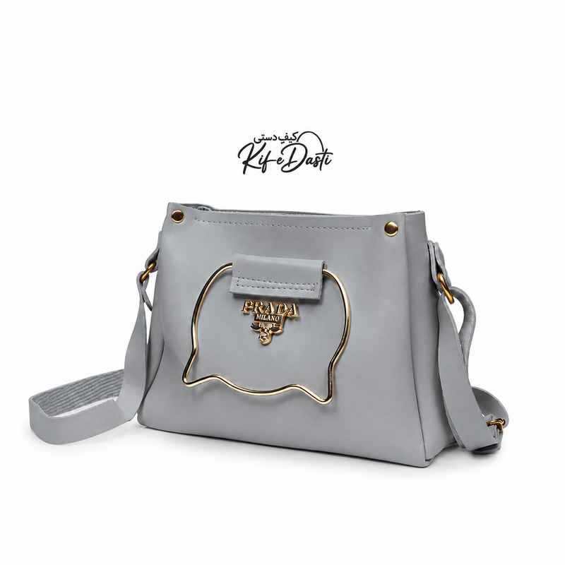 Grey Cat Handle Handbag for Girls & Ladies Adjustable Strap