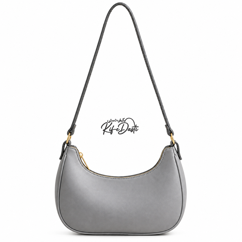 Grey Moon Bag – Trendy PU Leather Shoulder Handbag | Everyday Stylish Bag