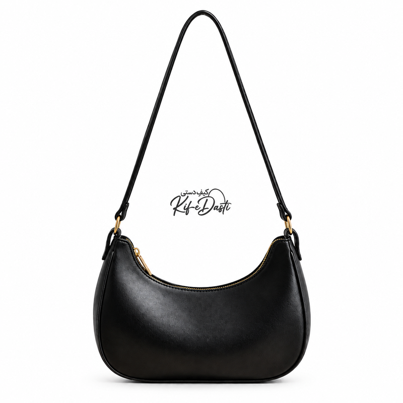 Black Moon Bag – Trendy PU Leather Shoulder Handbag | Everyday Stylish Bag