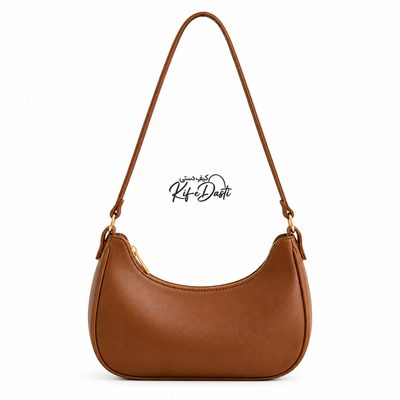 Brown Moon Bag – Trendy PU Leather Shoulder Handbag | Everyday Stylish Bag