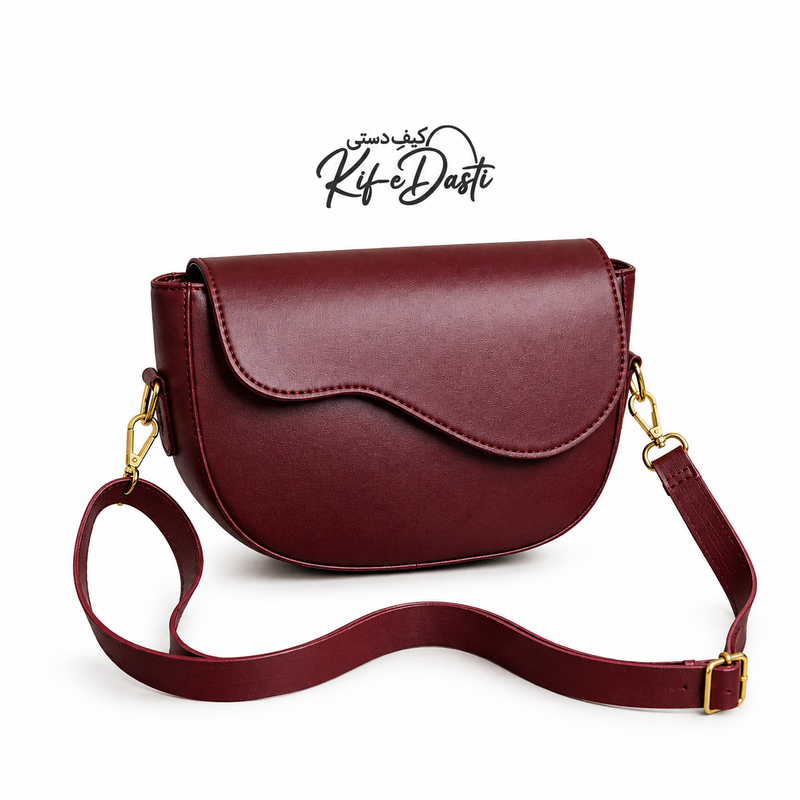 Maroon Wavy Shoulder Bag – Trendy Crossbody Bag for Women