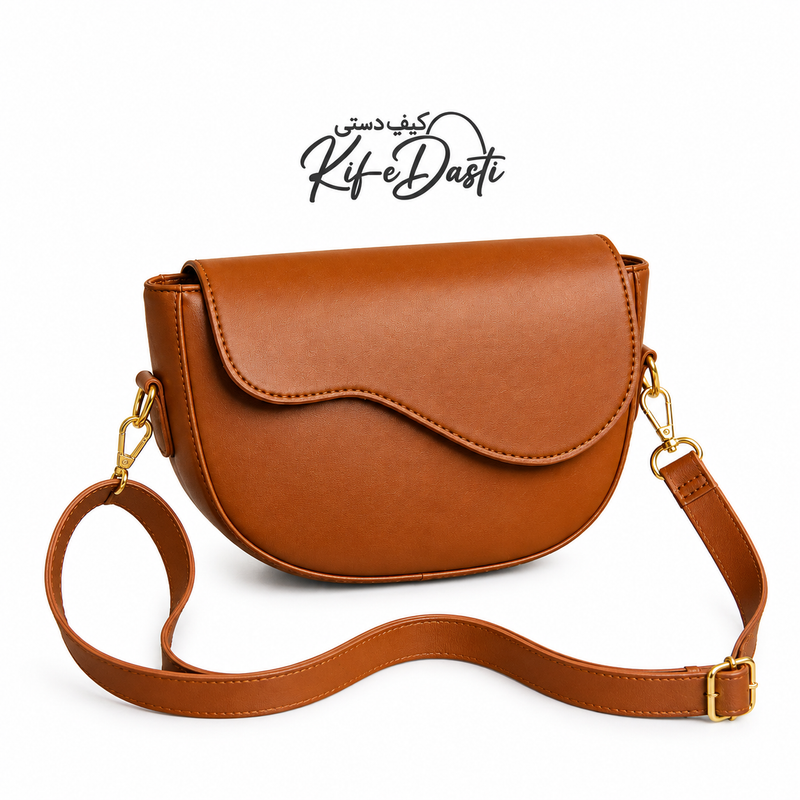 Brown Wavy Shoulder Bag – Trendy Crossbody Bag for Women