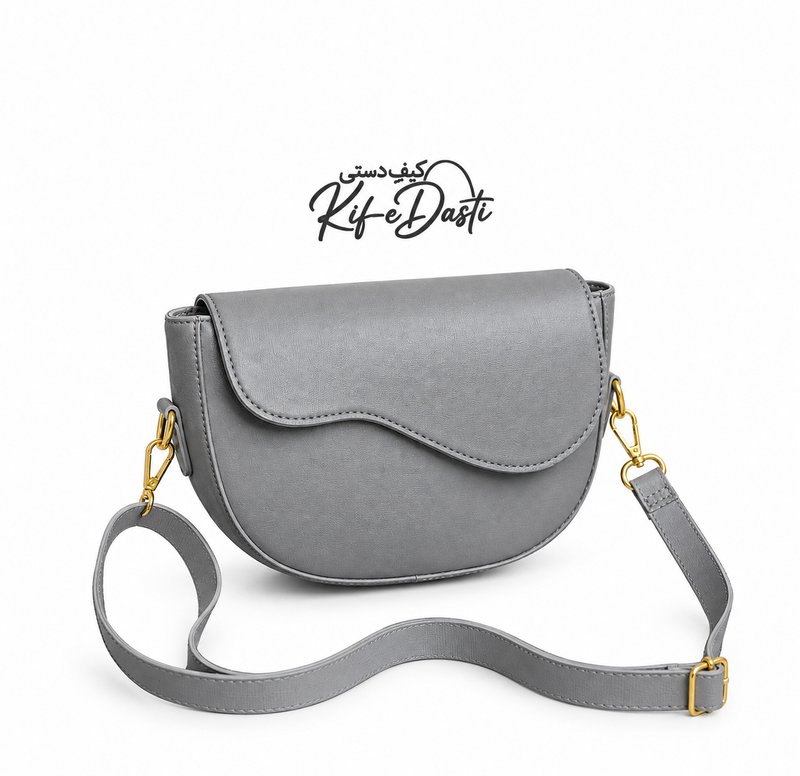 Grey Wavy Shoulder Bag – Trendy Crossbody Bag for Women