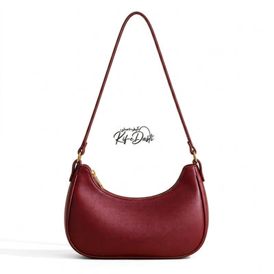 Maroon Moon Bag – Trendy PU Leather Shoulder Handbag | Everyday Stylish Bag